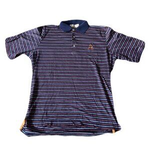 Fairway & Greene Large Blue Striped Oakmont Polo Golf Shirt